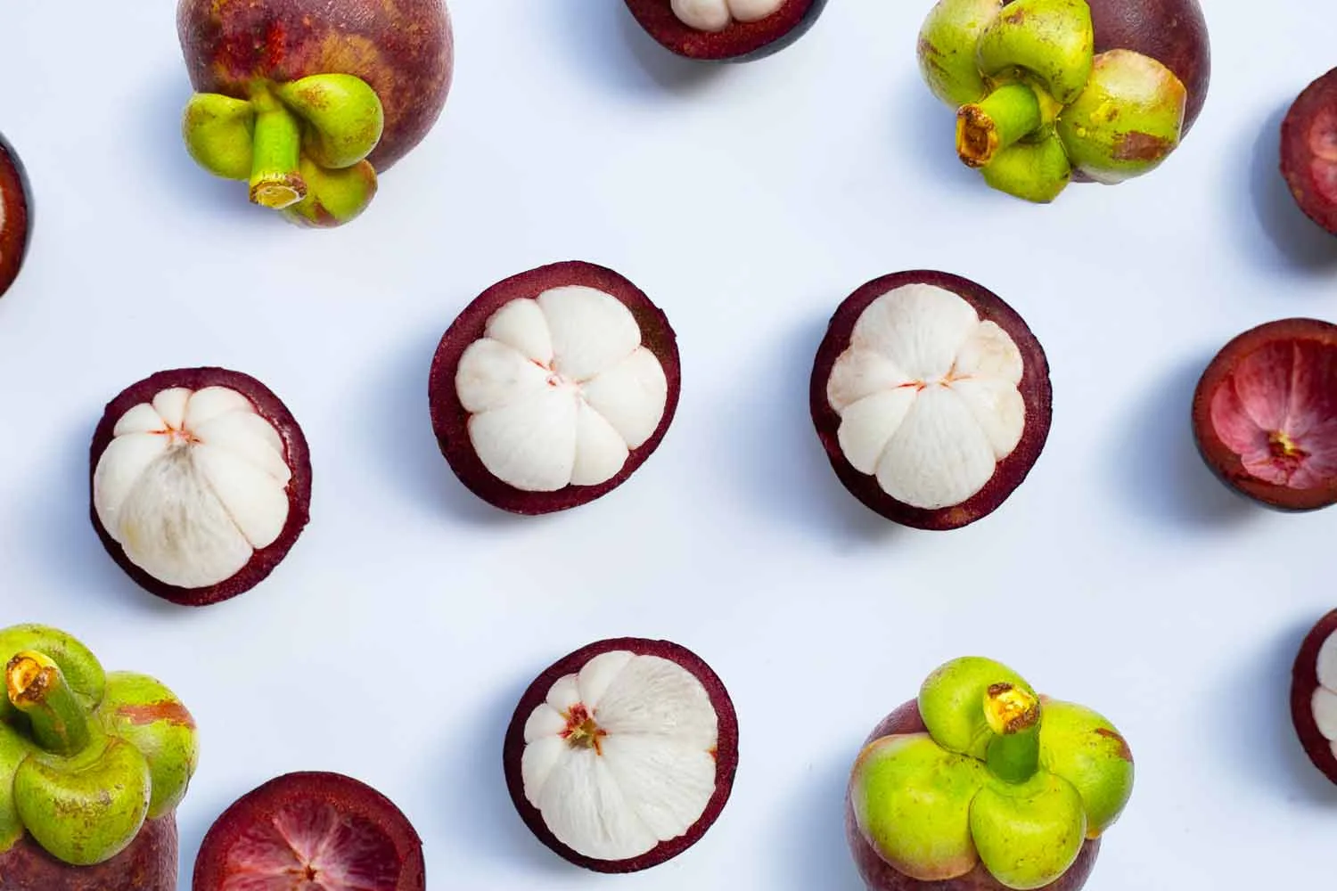 mangosteen white top view mangosteen white top view